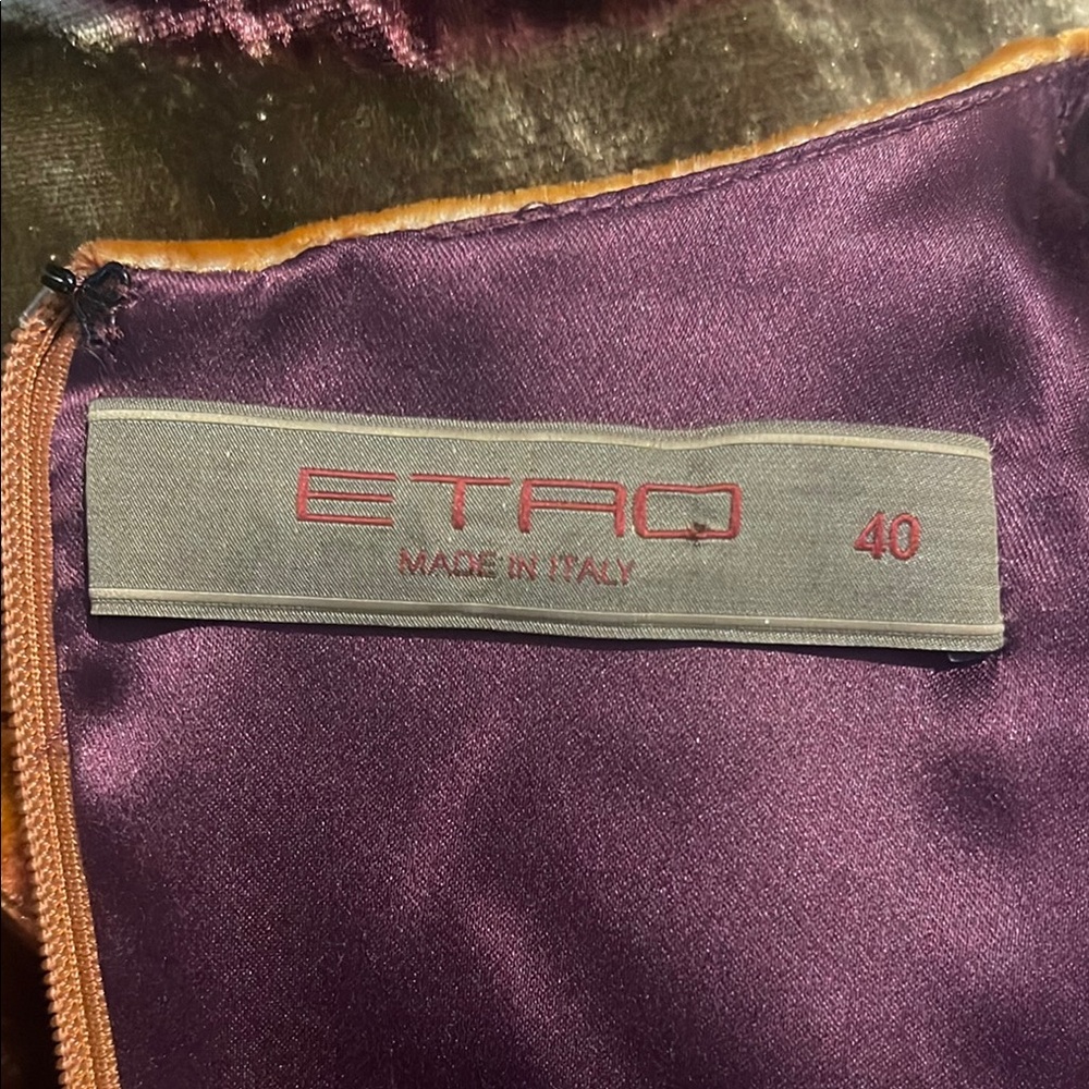 Etro Orange and Purple abstract Sleeveless velvet Mini Dress - Picture 11 of 12